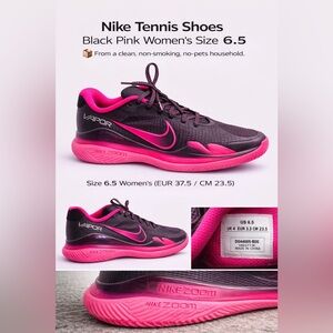 Nike Vapor Pro Black Pink Tennis Shoes Women’s 6.5 – Excellent Condition